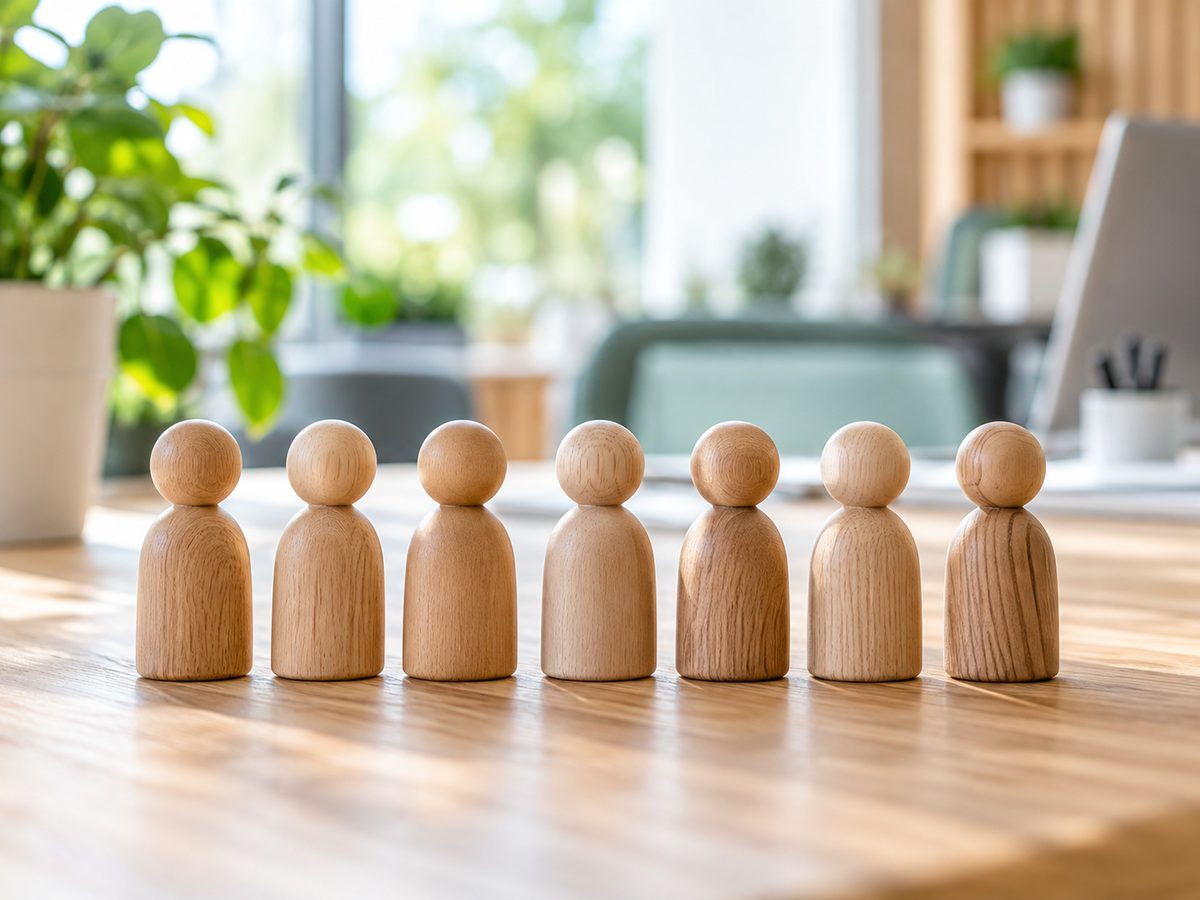Houten figuren als symbool voor personeel